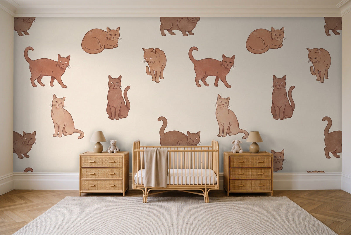 Clay Cat Animal Mural in a nursery