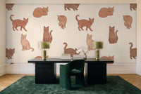 Clay Cat Animal Mural in a home office