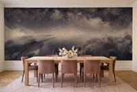 Black Galaxy Celestial Mural in a dining room