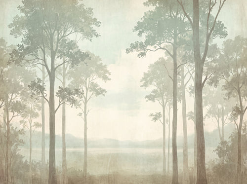 Mint Forest Landscape Mural sample on the real paper