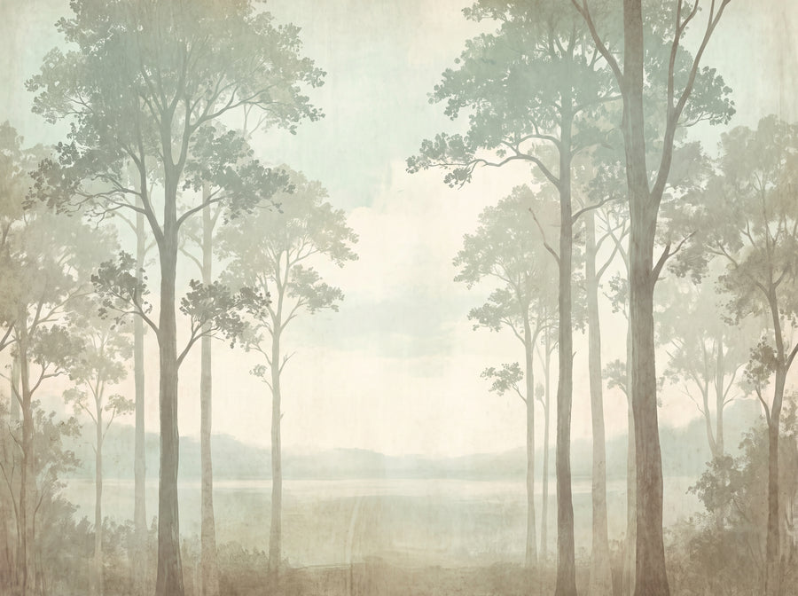 Mint Forest Landscape Mural