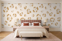 White And Gold Cheetah Animal Mural in a bedroom