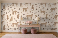 Beige Cheetah Animal Mural in an entryway