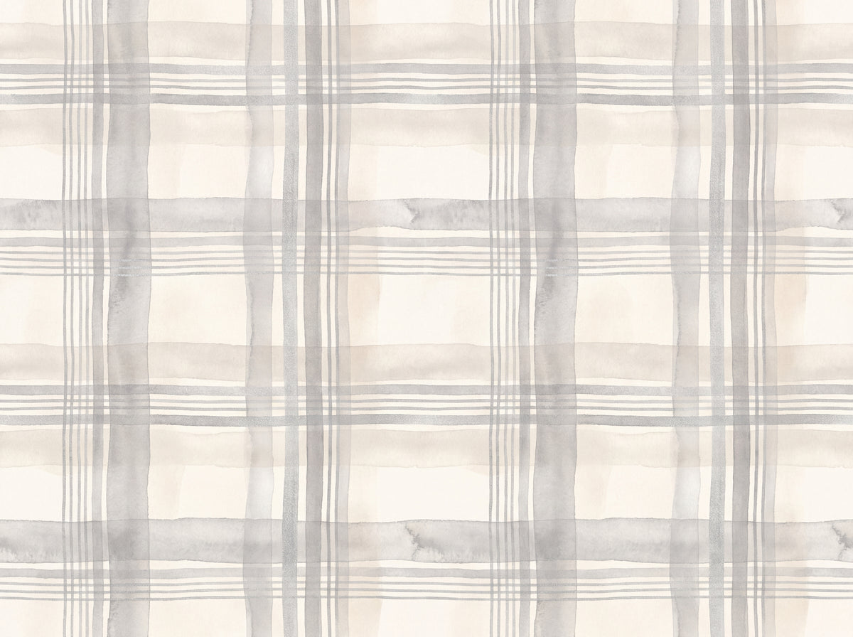 Grey Plaid Mural placed in your room
