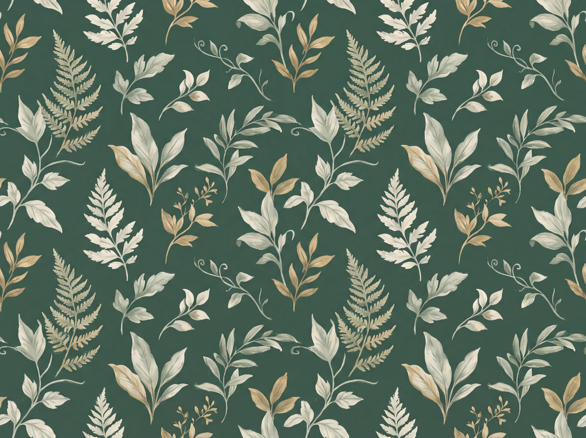 Emerald Leaf Botanical Mural
