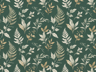 Emerald Leaf Botanical Mural sample