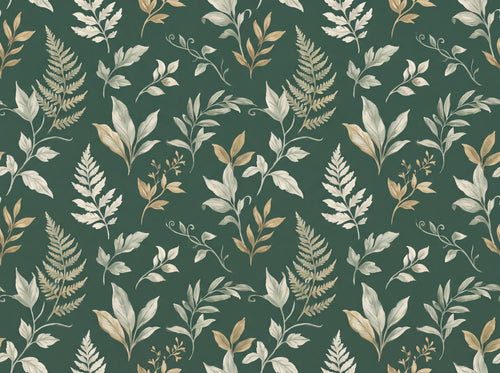 Emerald Leaf Botanical Mural sample on the real paper