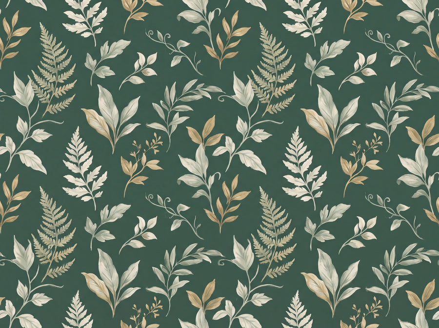 Emerald Leaf Botanical Mural, preview of the area printed on your wall