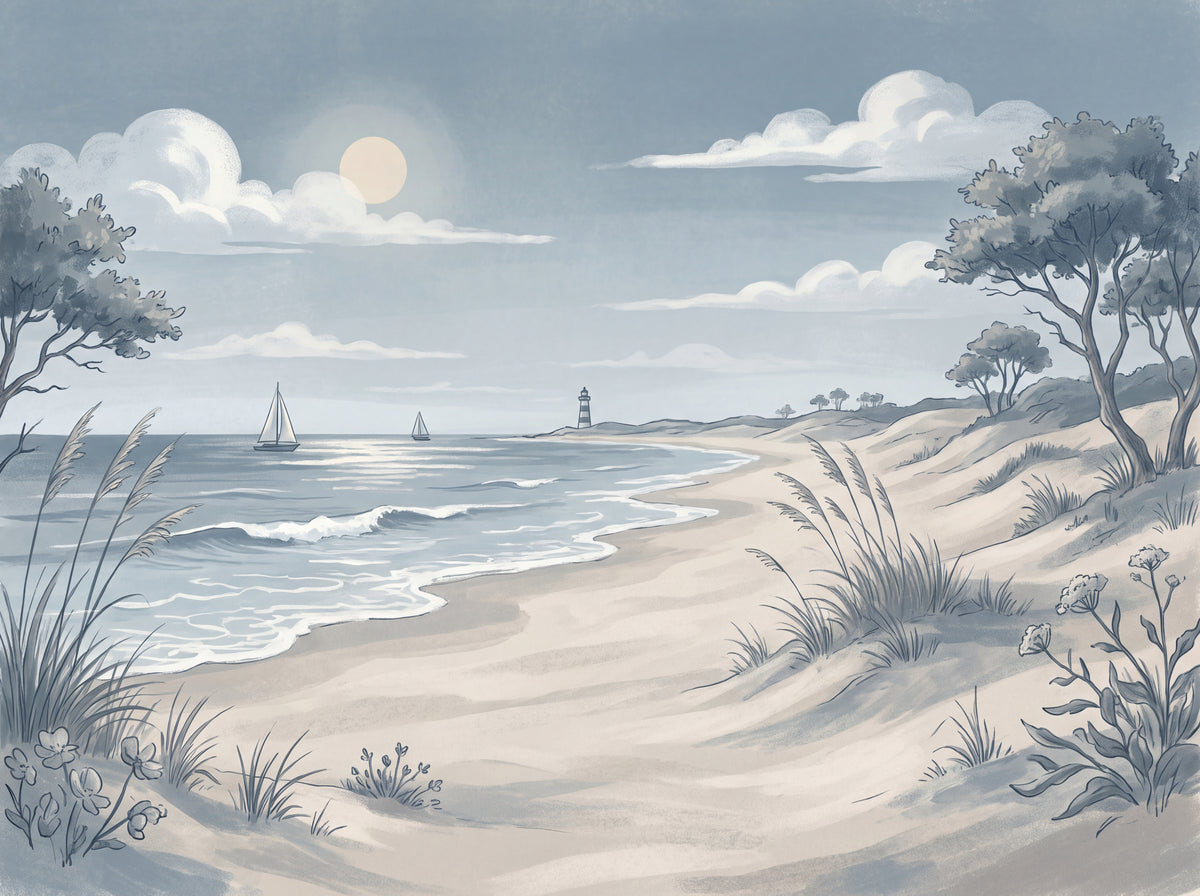 Blue Beach Landscape Mural design