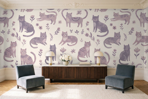 Lilac Cat Animal Mural