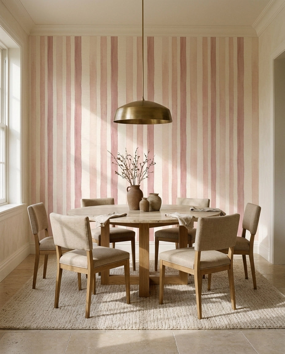 Pink Stripe Stripe Mural in an interior