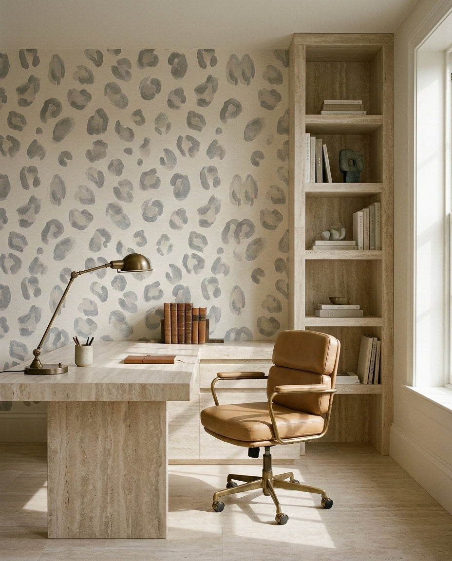 Grey Cheetah Animal Mural in an interior