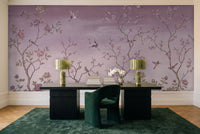 Purple Chinoiserie Garden Chinoiserie Mural in a home office