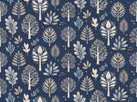 Navy Tree Botanical Mural design