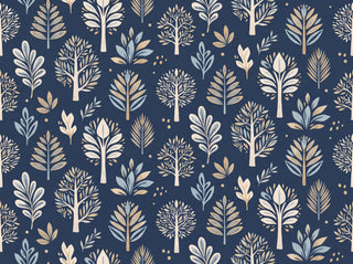 Navy Tree Botanical Mural sample