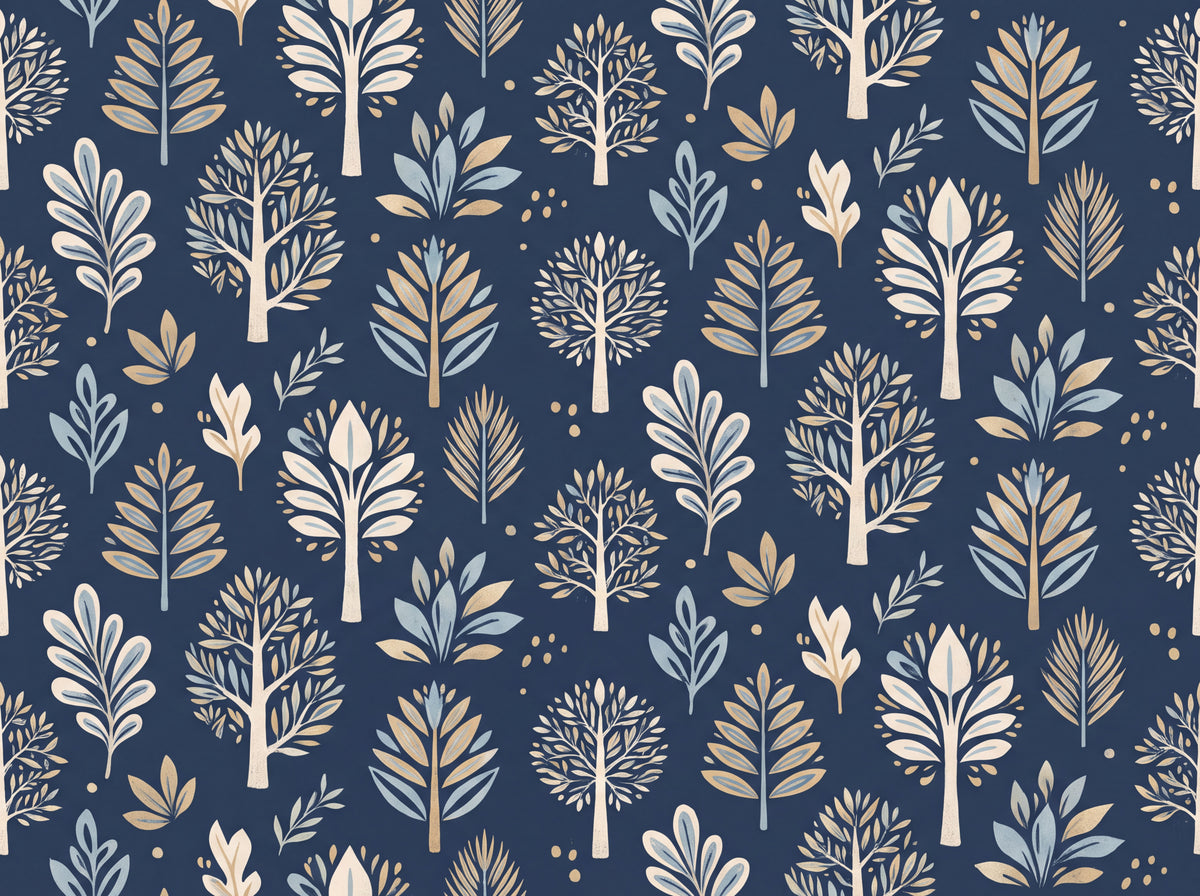 Navy Tree Botanical Mural design