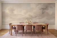 Cream Clouds Landscape Mural in a dining room