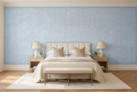 Light Blue Linen Texture Mural in a bedroom