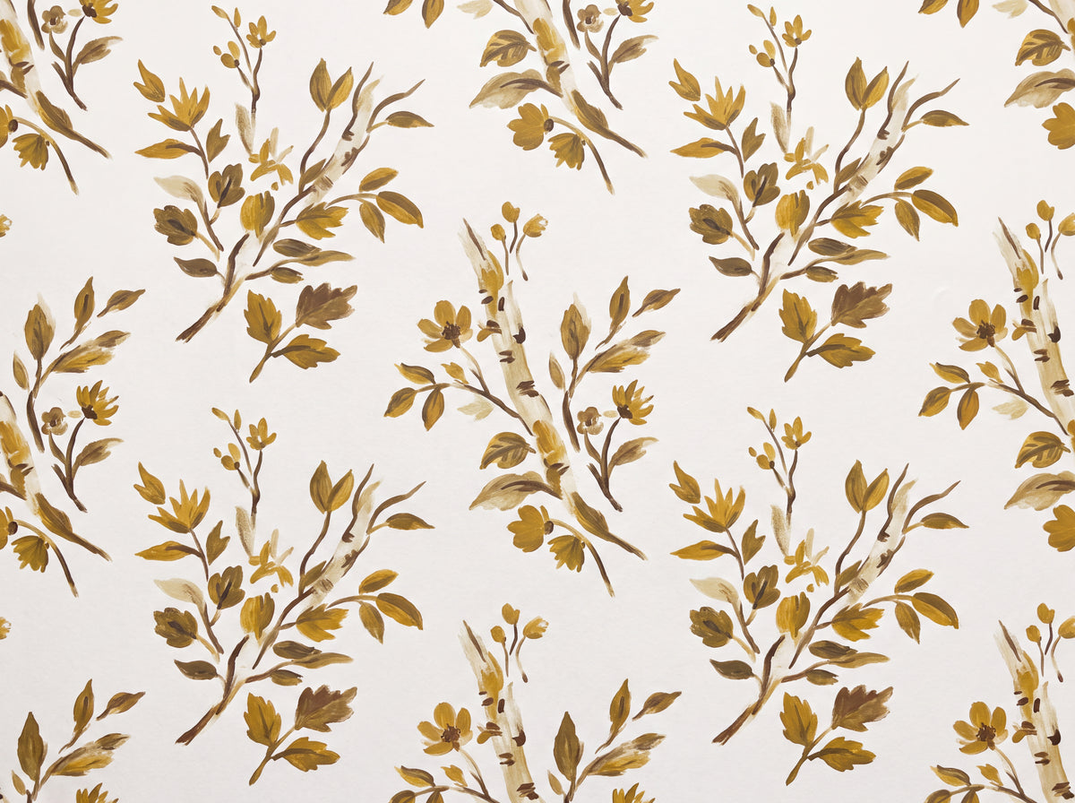 Mustard Birch Botanical Mural design