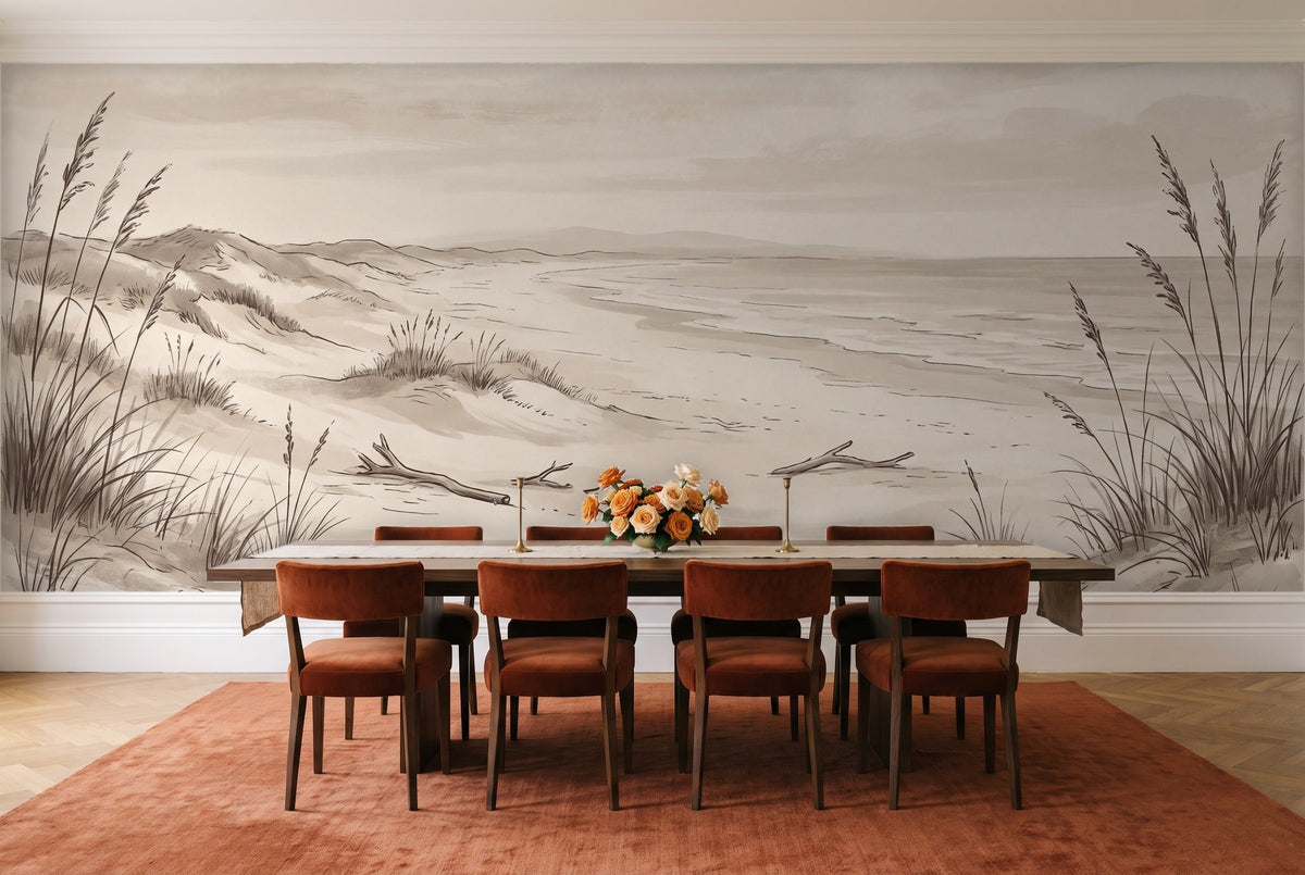 Beige Beach Landscape Mural