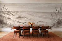 Beige Beach Landscape Mural in a dining room