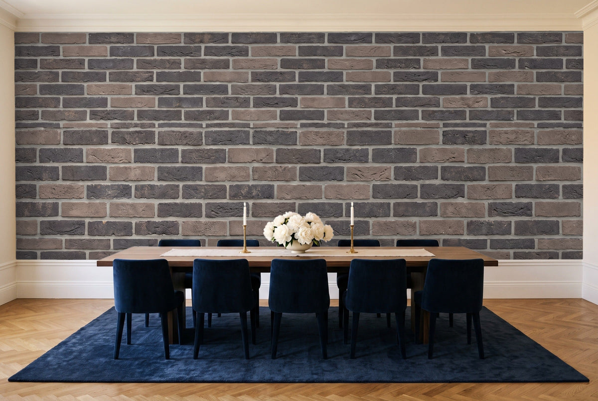 Charcoal Brick Mural in a dining room