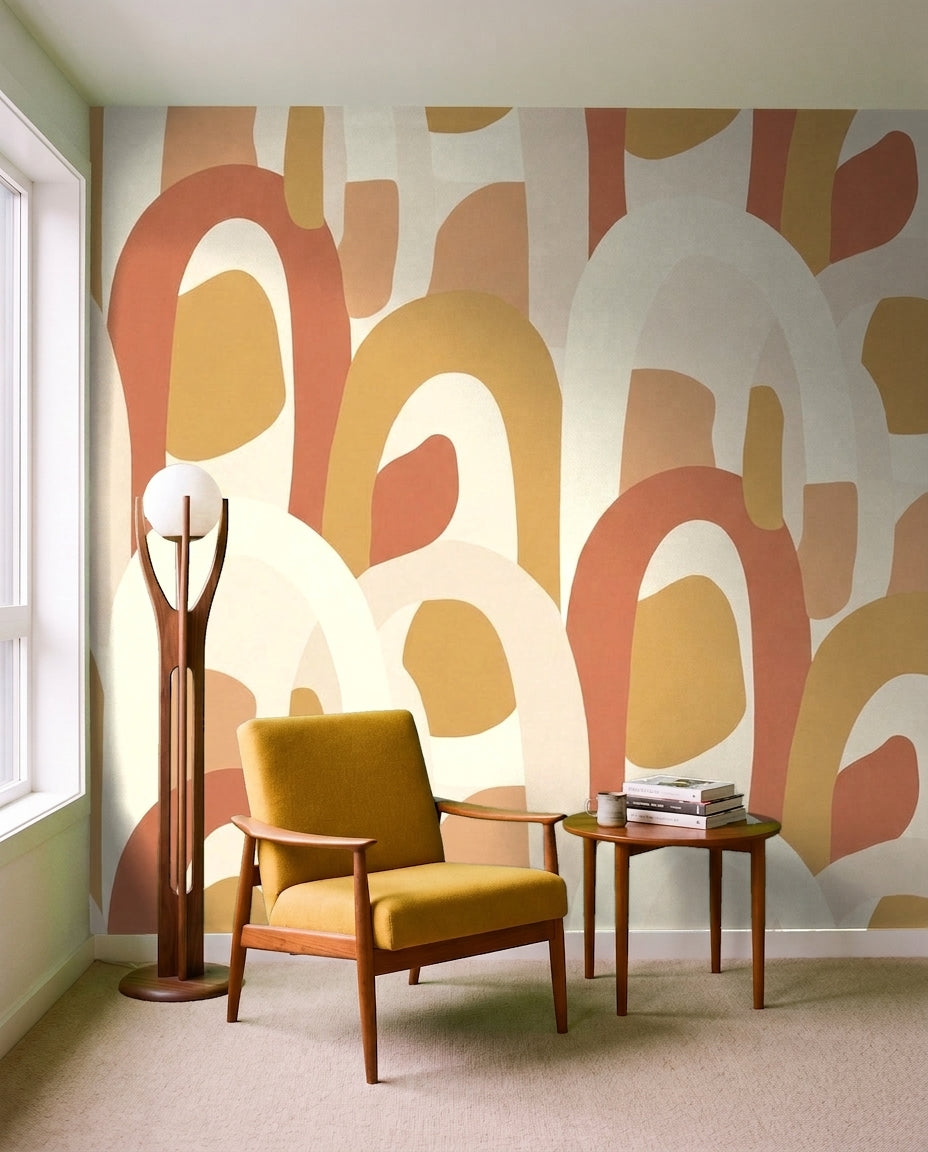 Terracotta Arch Abstract Mural on a feature wall