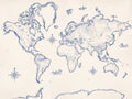 Blue And White World Map Map Mural