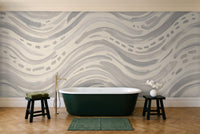 Grey Stripe Mural in a bathroom
