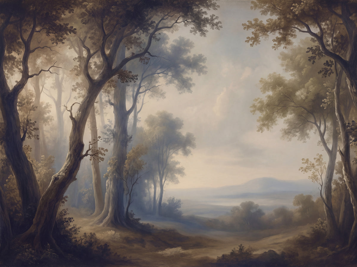 Navy Forest Landscape Mural placed in your room