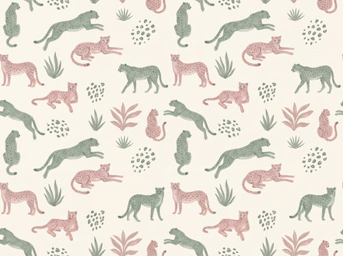 Green And Pink Cheetah Animal Mural design