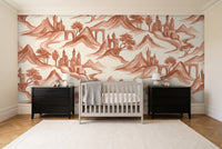 Terracotta Mountain Landscape Mural in a nursery