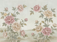 Green Peony Floral Mural design