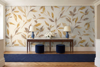 Mustard Leaf Botanical Mural in an entryway