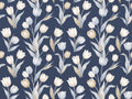 Navy Tulip Floral Mural