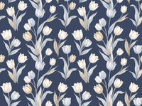 Navy Tulip Floral Mural design