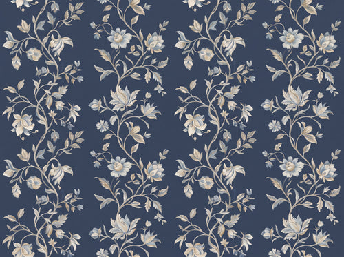 Navy Vine Botanical Mural sample on the real paper