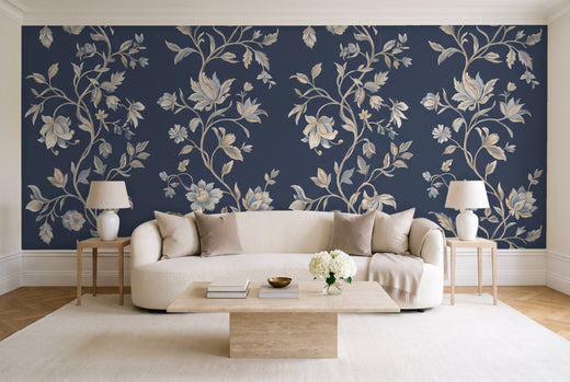 Navy Vine Botanical Mural