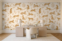 Ochre Cheetah Animal Mural in a home office