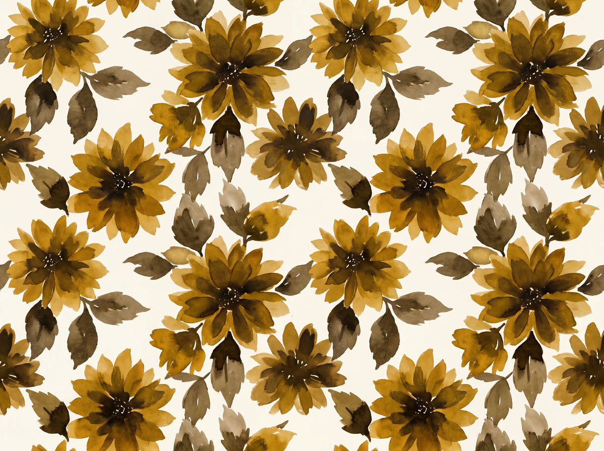 Ochre Dahlia Floral Mural design