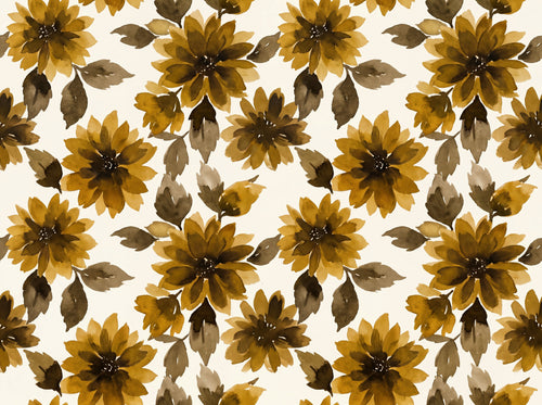 Ochre Dahlia Floral Mural sample on the real paper