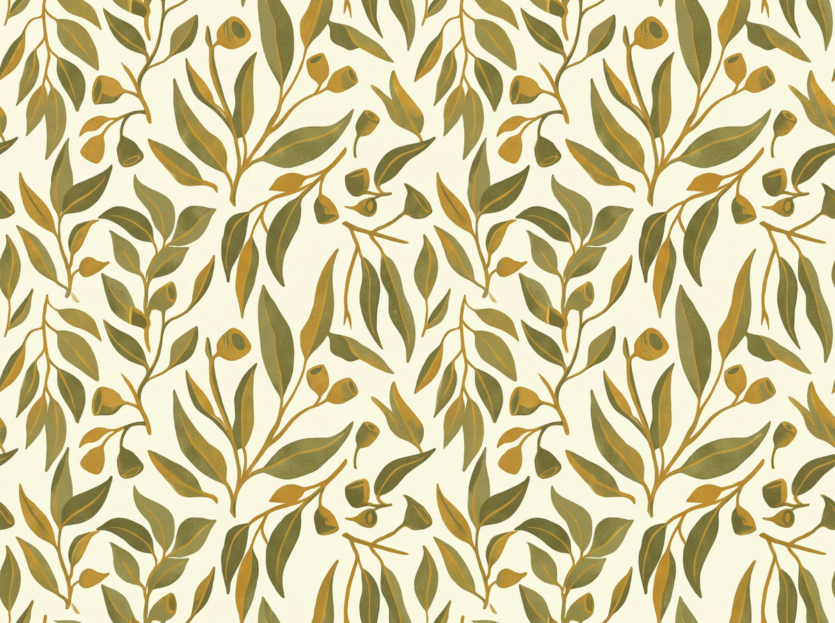Olive Eucalyptus Botanical Mural design