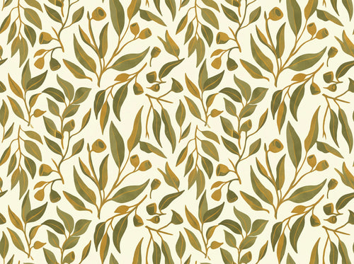 Olive Eucalyptus Botanical Mural sample on the real paper