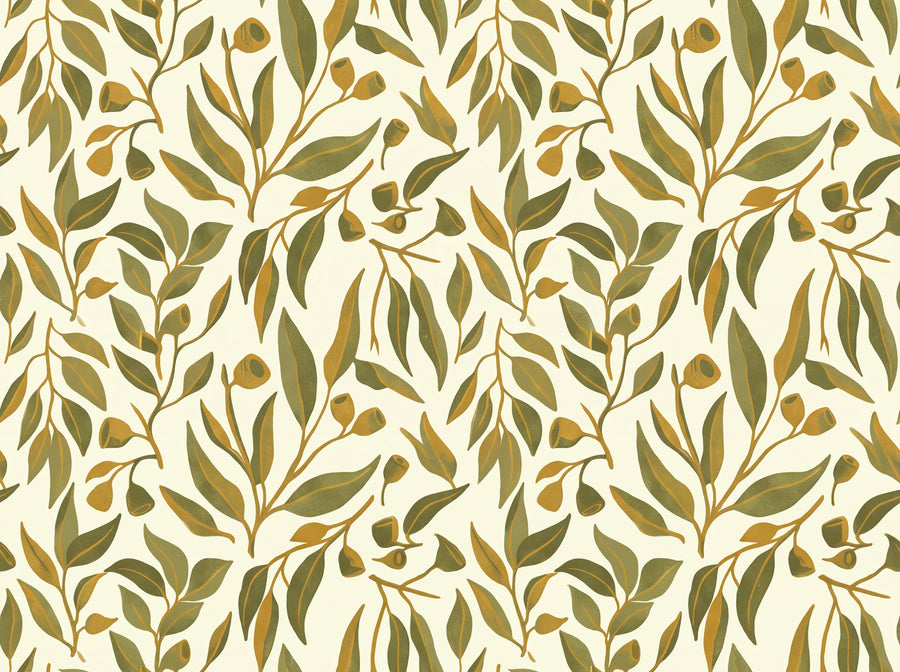 Olive Eucalyptus Botanical Mural
