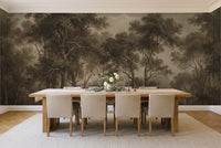 Olive Forest Landscape Mural in a dining room