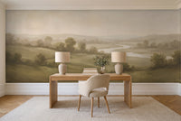 Olive Hills Landscape Mural in a home office