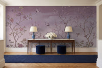 Purple Chinoiserie Garden Chinoiserie Mural in an entryway