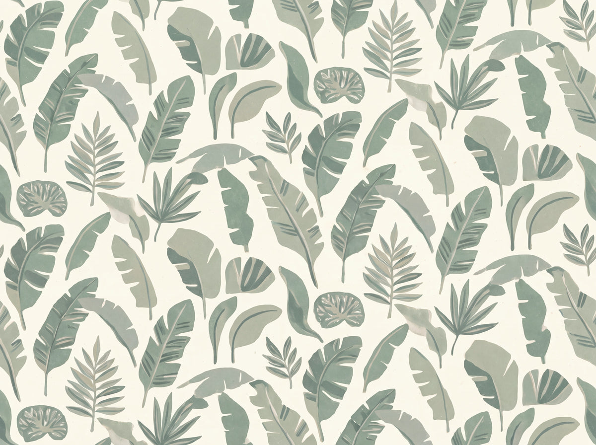 Sage Banana Leaf Tropical Mural design