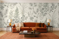 Sage Forest Botanical Mural in a living room