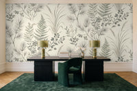 Sage Forest Botanical Mural in a home office